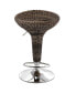 2 Piece Adjustable Backless Wicker Bar Stool in Brown