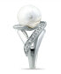 Imitation Pearl and Pave Cubic Zirconia Swirl Wrap Ring in Silver Plate