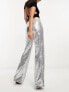 Фото #5 товара Edited embellished wide leg trouser in silver