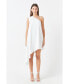 Women's Shoulder Pin tucked Asymmetrical Mini Dress