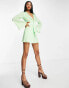 Фото #8 товара ASOS DESIGN tie front satin mini dress with flared sleeve and cut out side