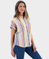 Фото #1 товара Women's Cotton Gauze Short-Sleeve Button Up Shirt, Created for Macy's