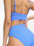 Lindex – Hanna – Gerippte Bikinihose in Blau mit hohem Bund