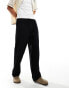 ASOS DESIGN baggy linen mix trousers in black