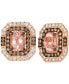 Peach Morganite (2-5/8 ct. t.w.) & Diamond (1-5/8 ct. t.w.) Halo Stud Earrings in 14k Rose Gold