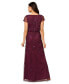 ფოტო #5 პროდუქტის Women's Boat-Neck Short-Sleeve Beaded Blouson Gown