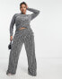 Фото #1 товара Vero Moda Curve wide leg trouser co-ord in silver glitter