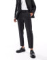 ASOS DESIGN tapered herringbone suit trousers in black