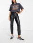 Only Emily faux leather ankle trousers in black