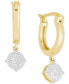 ფოტო #1 პროდუქტის Diamond Cluster Dangle Hoop Earrings (1/5 ct. tw.) in Sterling Silver & 14k Gold-Plate