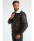 Фото #4 товара Men's Genuine Leather Bomber Jacket with Shearling Lining, Brown Nappa and White Curly Wool