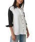 Фото #4 товара Women's Colorblocked Button-Up Blouse