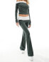 Фото #3 товара ASOS DESIGN co-ord flared trousers with contrast waistband in charcoal