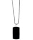 ფოტო #2 პროდუქტის EFFY® Men's Black Agate Dog Tag 22" Pendant Necklace in Sterling Silver