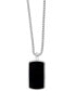 Фото #2 товара EFFY® Men's Black Agate Dog Tag 22" Pendant Necklace in Sterling Silver