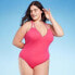 Фото #1 товара Women's Tunneled Plunge One Piece Swimsuit - Shade & Shore Pink 22