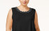 Calvin Klein Women's Sleeveless Blouse Scoop Neck Embellished Knit Top Black S