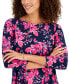 Фото #3 товара Women's 3/4 Sleeve Printed Jacquard Top, Created for Macy's