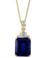 ფოტო #3 პროდუქტის EFFY® Lab Grown Sapphire (10 ct. t.w.) & Lab Grown Diamond (1/2 ct. t.w.) 18" Pendant Necklace in 14k Gold