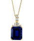 Фото #3 товара EFFY® Lab Grown Sapphire (10 ct. t.w.) & Lab Grown Diamond (1/2 ct. t.w.) 18" Pendant Necklace in 14k Gold