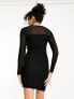 Фото #3 товара Only Tall mesh detail bodycon mini dress in black