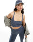 ASOS 4505 seamless vest with strap back in blue acid wash