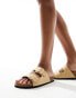 Glamorous Wide Fit double strap footbed sandals in taupe