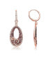 Фото #2 товара Sterling Silver 18K Rose Gold Plating Cubic Zirconia Open Oval Dangle Swirl Earring