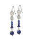 Stainless Steel Polished Lapis Beads Dangle Earrings