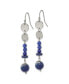 Фото #2 товара Stainless Steel Polished Lapis Beads Dangle Earrings