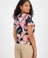 ფოტო #2 პროდუქტის Women's Floral-Print Short-Sleeve Top, Created for Macy's