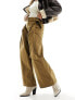 Фото #1 товара Urban Revivo wide leg belt detail cargo trousers in khaki brown