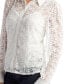 ფოტო #3 პროდუქტის Juniors' Long-Sleeve Button-Front Lace Top