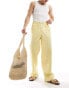 Фото #1 товара ASOS DESIGN pull on smart linen blend wide leg trousers in dusty yellow