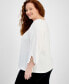 ფოტო #2 პროდუქტის Plus Size 3/4-Sleeve Linen-Blend Top, Created for Macy's