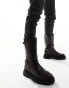 ASOS DESIGN chunky boot in brown with vintage effect silver buckles