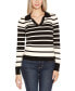 Фото #1 товара Women's Striped Johnny Collar Sweater