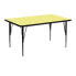 Фото #1 товара 30''W X 48''L Rectangular Yellow Thermal Laminate Activity Table - Height Adjustable Short Legs