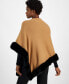 ფოტო #2 პროდუქტის Women's Faux Fur Trim Poncho Top