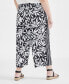 Фото #4 товара Plus Size Linen-Blend Printed Wide-Leg Cropped Pants, Created for Macy's