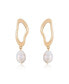 ფოტო #1 პროდუქტის Open Circle 18K Gold-Plated and Cultured Freshwater Pearl Dangle Earrings