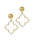 Фото #1 товара Women's 14K Gold-Tone Plated Drop and Dangle Crystal Lined Floral Earrings