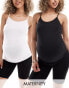 ONLY Maternity 2 pack singlet top in black and white Черно-белый, XS - EU 34 - фото #1