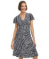 Фото #5 товара Women's Paisley-Print V-Neck Flutter-Sleeve Dress