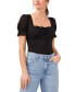 Women's Puff Sleeve Cinched Front Sweetheart Top