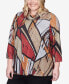 Фото #4 товара Plus Size Park Place Abstract Patchwork Cowl Neck Top