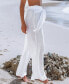 Фото #3 товара Women's White Tie-Waist Cover-Up Pants