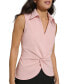 Фото #5 товара Women's Collared Twist-Front Sleeveless Top