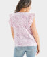 Фото #2 товара Women's Printed Cotton Gauze Flutter Sleeve Top, Created for Macy's