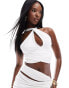 Фото #1 товара ASOS DESIGN co-ord knot wrap halter top in ivory